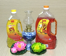 Đèn dầu bọc đồng men ngọc (eo)