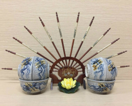 Bộ bát thờ men rạn & Đũa thờ