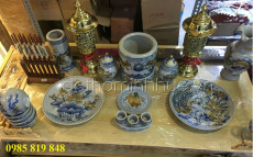 Bộ đồ thờ Men rạn - bàn thờ 48x101