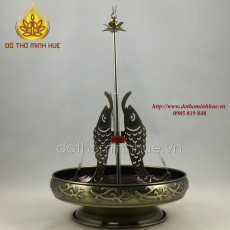 Đĩa thắp hương vòng - Cá chép hóa rồng - màu vàng kéo dài