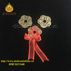 Bộ 3 Xu Hoa Mai kim tiền Tết dây đỏ đã được trì trú